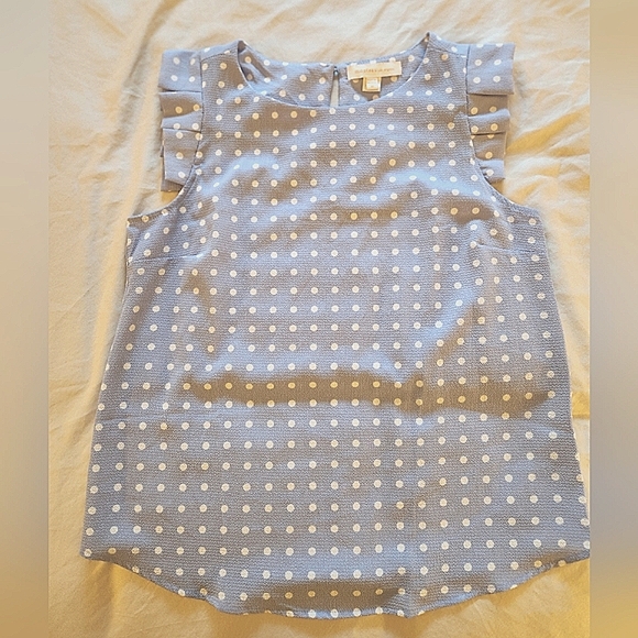 Monteau Tops - Sky Blue Polka Dot Blouse